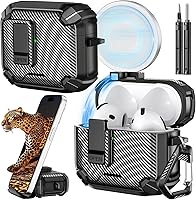 Vista 58 de Inesore Funda para AirPods Pro 3 (2025) con soporte para teléfono y kit de limpieza, compatible con MagSafe, cubierta de bloqueo automática