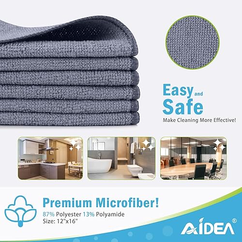 Miniatura 66 de AIDEA Paño de limpieza de microfibra, paquete de 24 toallas de microfibra suave para automóviles, trapos de limpieza absorbentes, paños de lavado