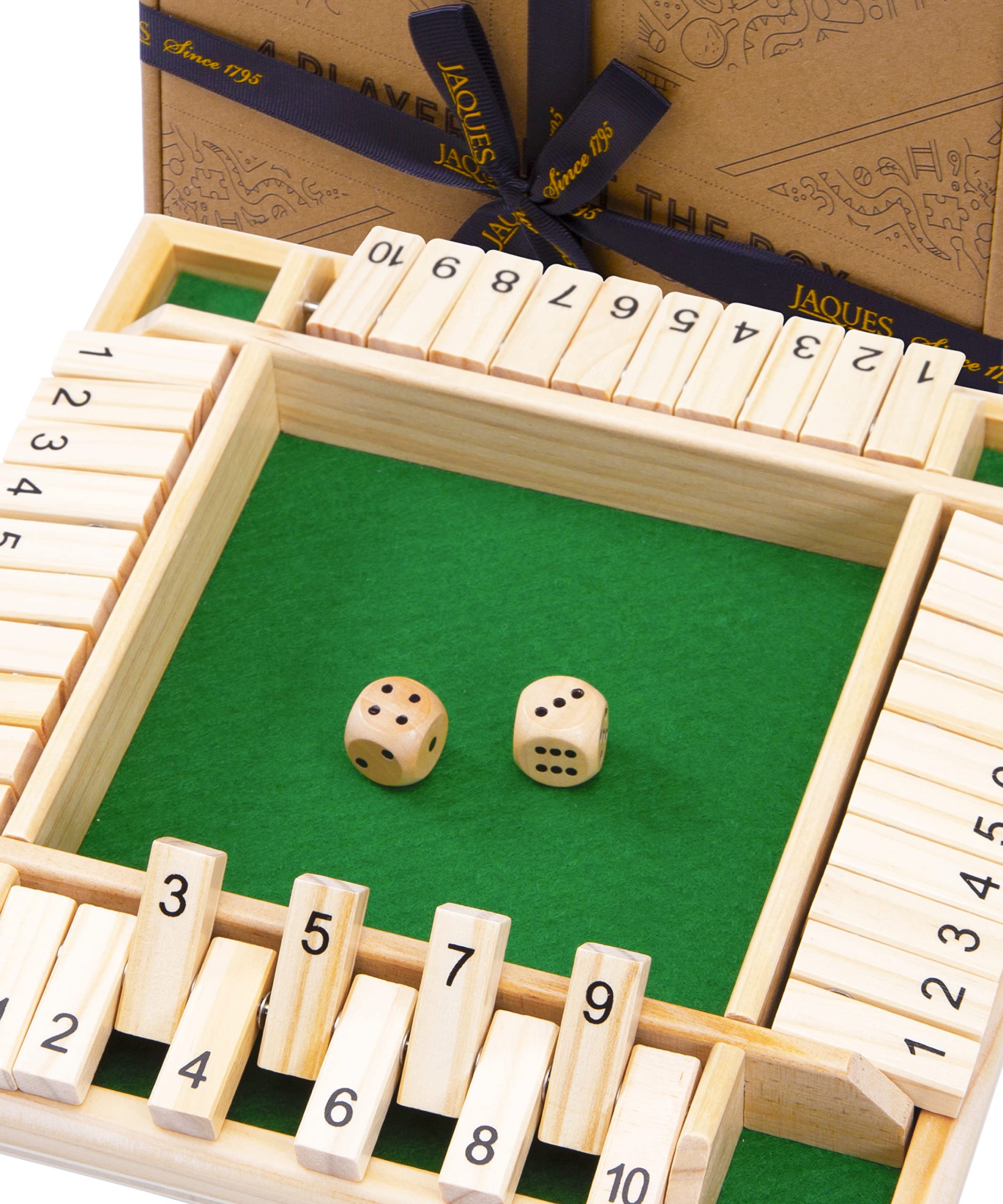 Jaques of London 4 Player Shut the Box Wooden Board Games Shut the Box Game with Dice