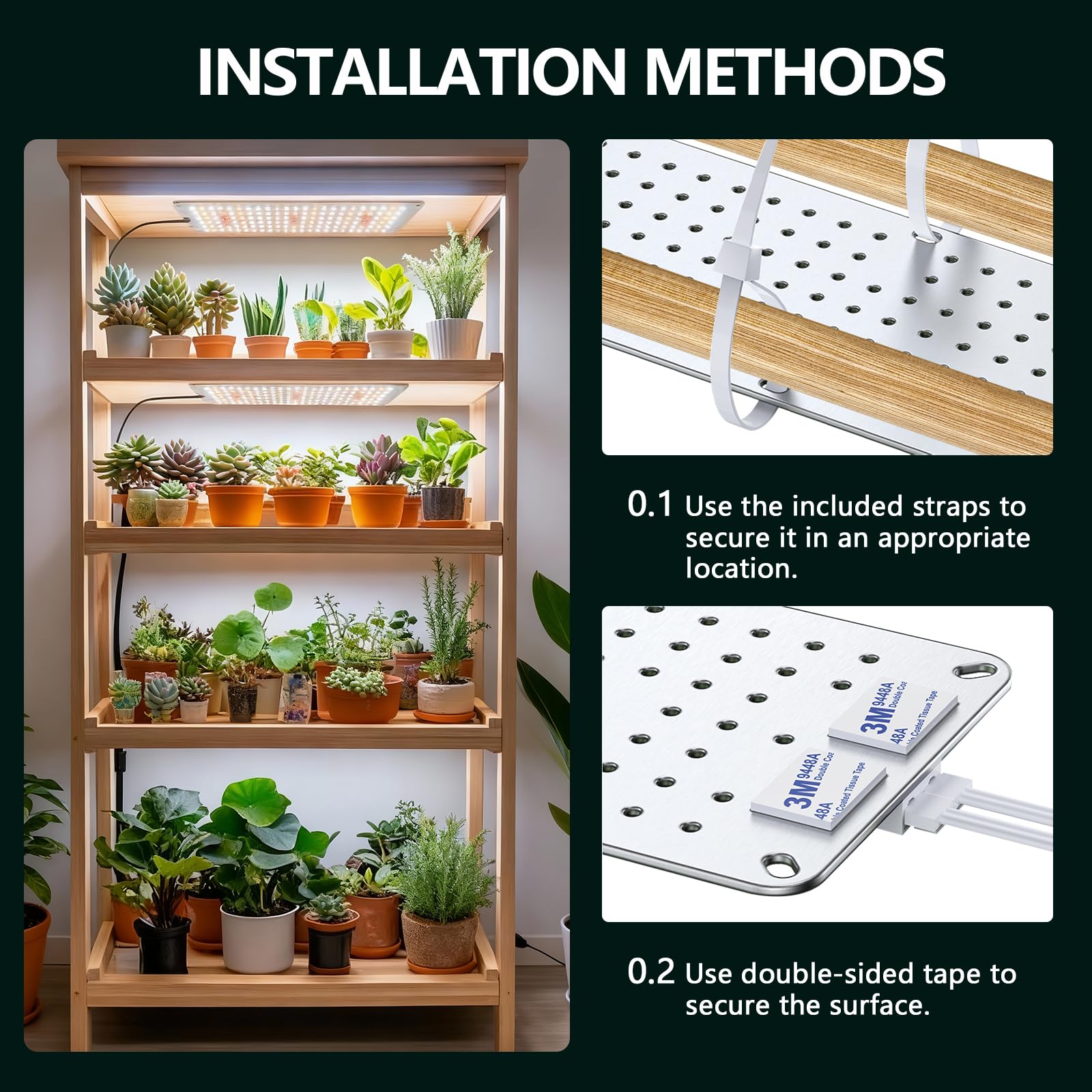8 Pack COKOLILA Lampada di Crescita LED 40W, Grow Light con Spettro Completo + UV, Timer Auto 4/8/12/16/20H e Daisy-Chain, 1536 LED per Piante da Interno, Terrario