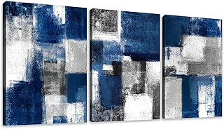 The Mode Art 3 Panels Picture Canvas Print Blue Abstract Poster Photo Pa...