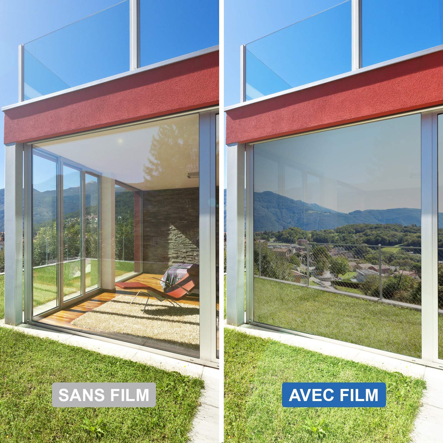 DIMEXACT - Film Miroir sans Tain réfléchissant pour Petit vitrage vis-à-vis lointain - alu Clair - 75 cm x 1.5 m - en Rouleau