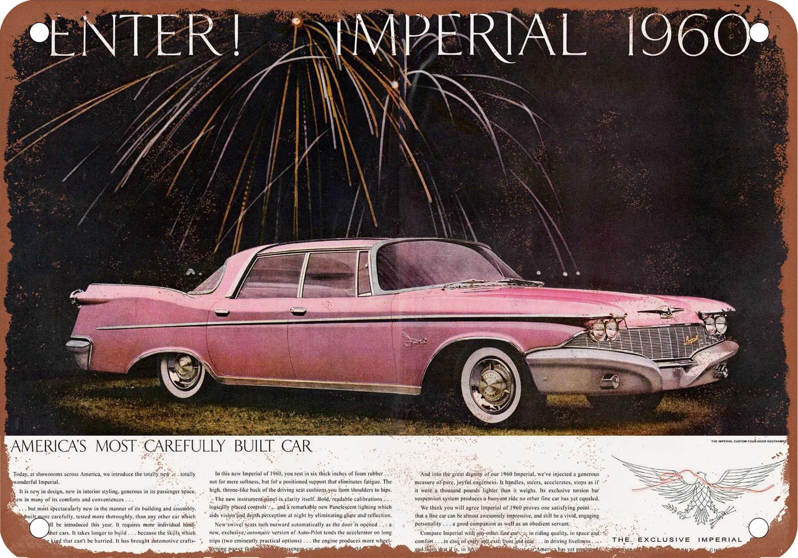Miaomansenstore Metal Sign - 1960 Imperial Vintage Ad 02 - Old Retro Rusty Look Home Decor