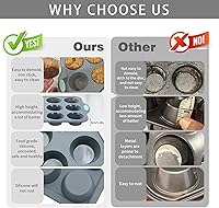 Vista 5 de To encounter 2Pack Silicone Muffin Pan with Metal Frame, 12 Cup Regular Size Cupcake Pan, Non-Stick Baking Tray, Food Grade Baking Molds for Oven