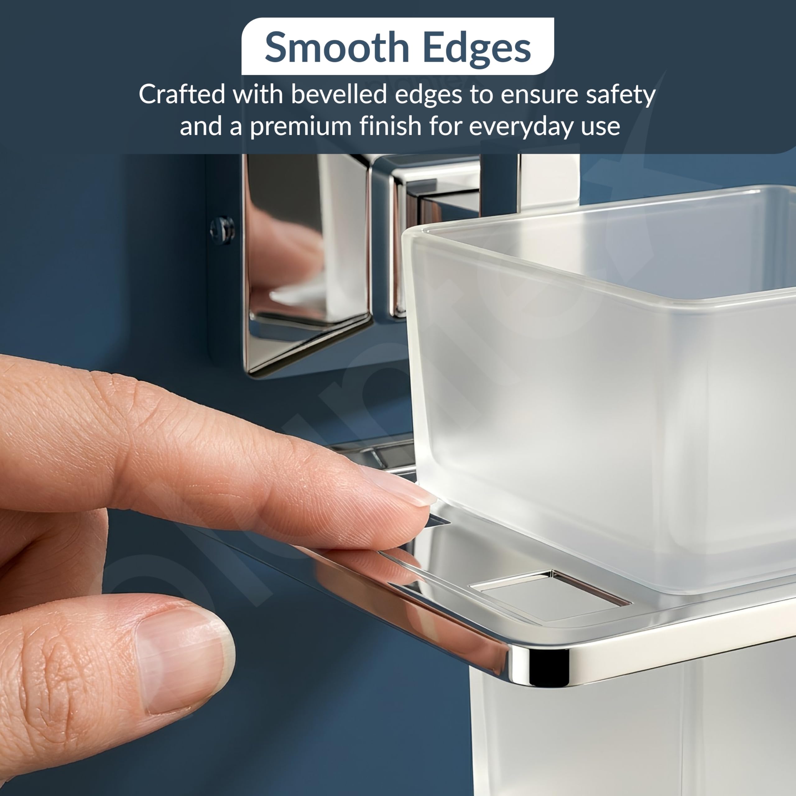 Plantex 304 Grade Stainless Steel Tooth Brush Holder/ABS Tumbler Holder/Tumbler Stand/Bathroom Accessories - Squaro (Chrome) — Amazon image 5
