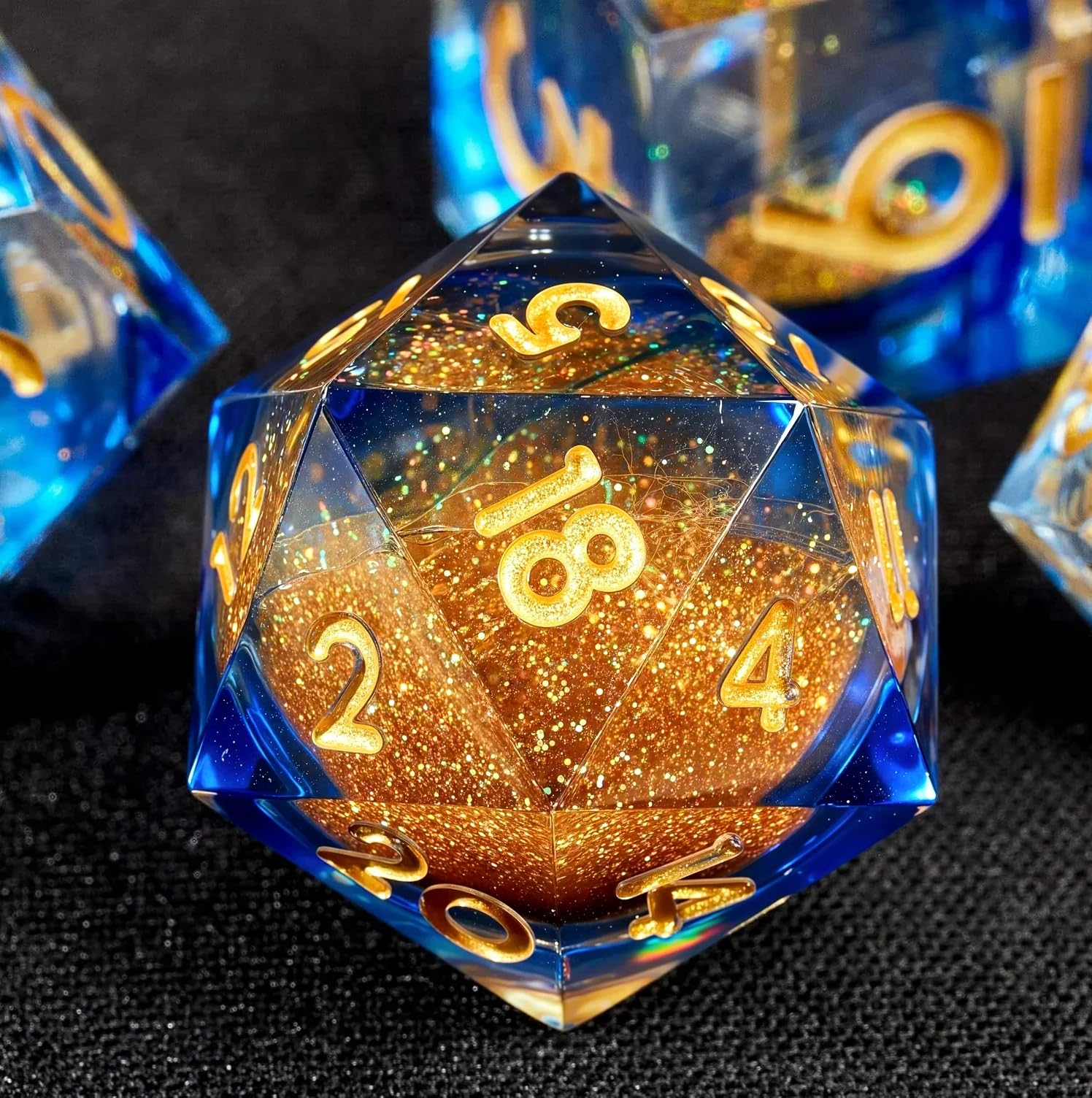 Dungeons and Dragons Liquid Core Dice Set D&D, Polyhedron DND Resin dice Set, Used for Role-Playing dice Magic Pathfinder Game DND dice Set (7 Pieces)