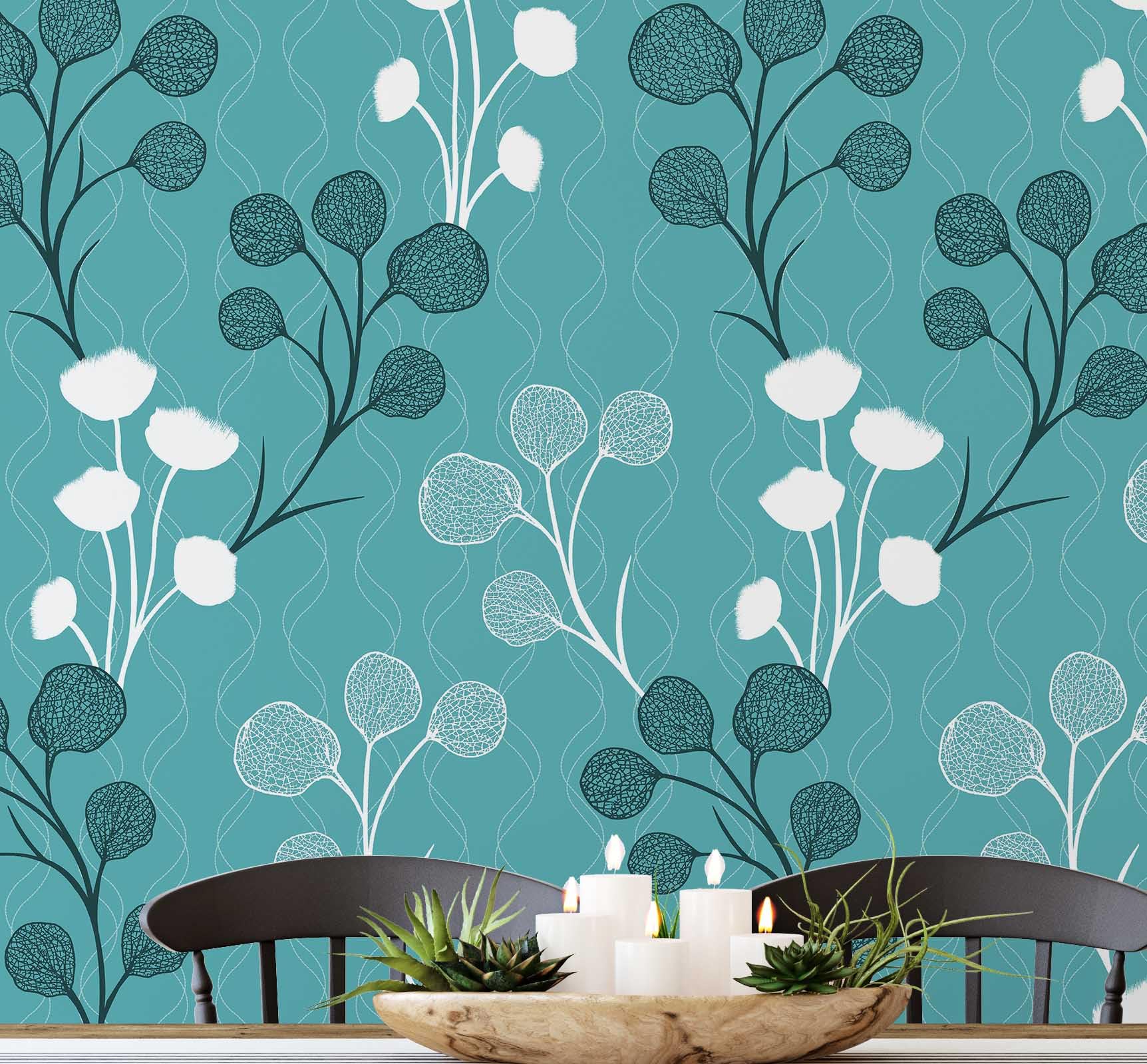 Papier peint floral vert S4Sassy adhésif et repositionnable pour rénover sans abîmer les murs