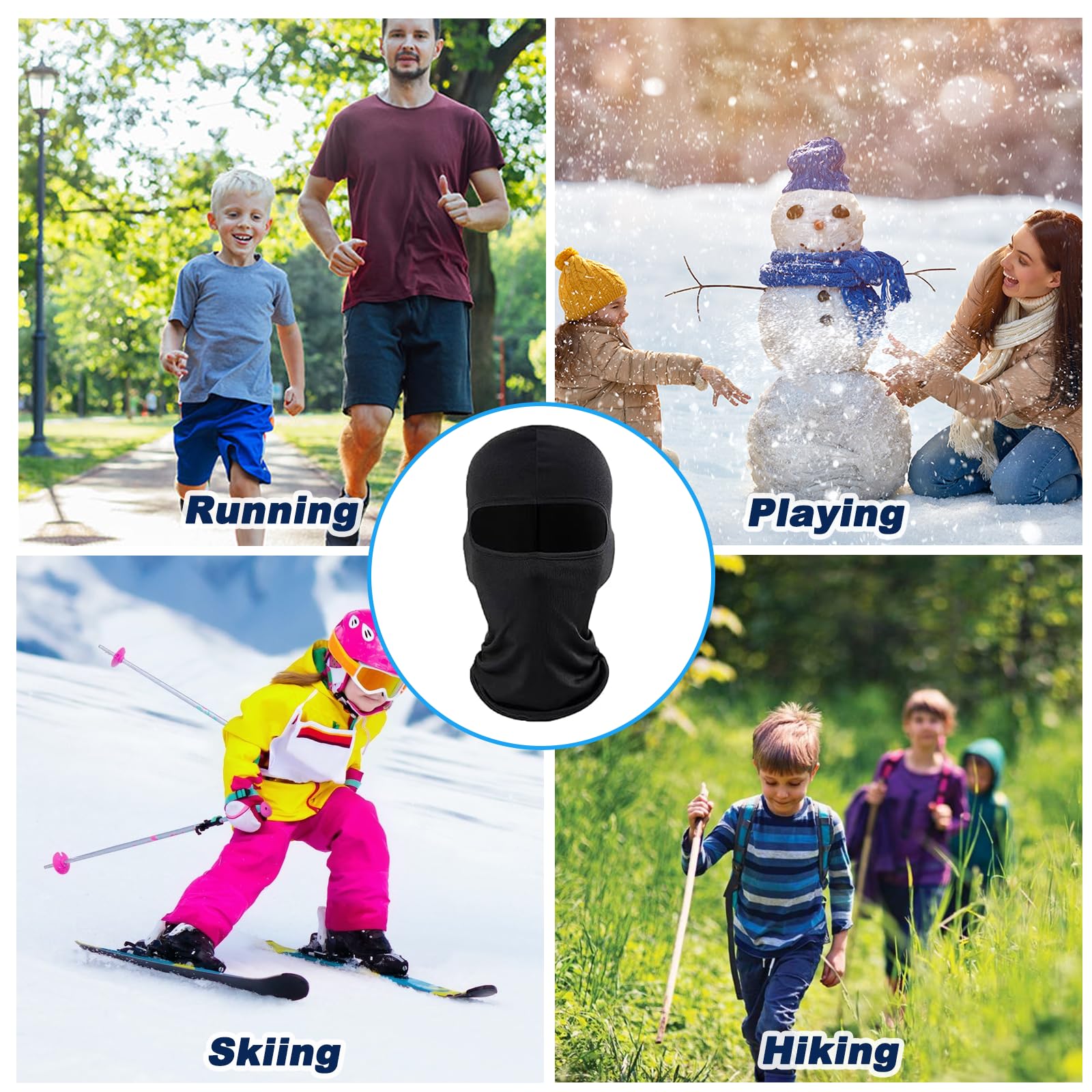 3 Pzs Máscara de Pasamontañas para Niños, Balaclava Protector, Bufanda de Verano para el Cuello Anti Viento Transpirable Protector UV Bufanda de esquí para Motocicleta, Talla única (Negro)