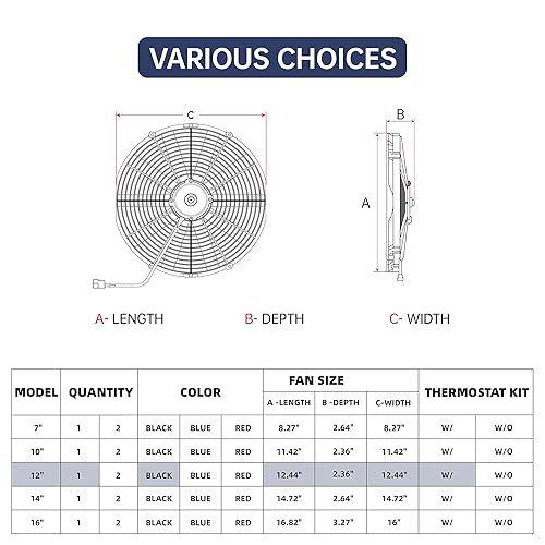 Miniatura 7 de Kit de relé de interruptor de cableado de termostato de ventilador de refrigeración de radiador eléctrico de 12 pulgadas, ventilador de radiador de