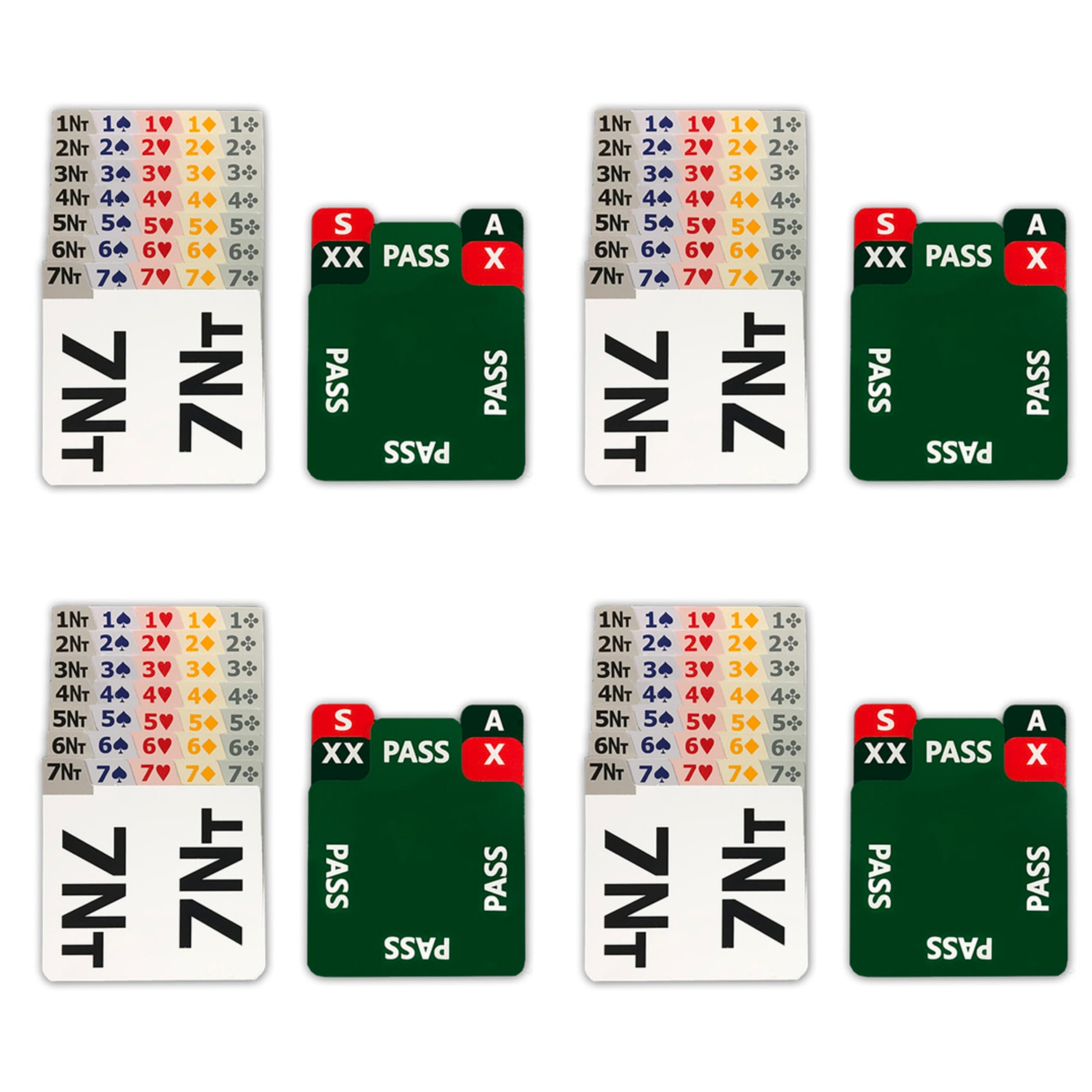Baron Barclay Symmetrical Replacement Bidding Cards for Bridge Boxes - Set of 4 - Refills for Bidding Devices