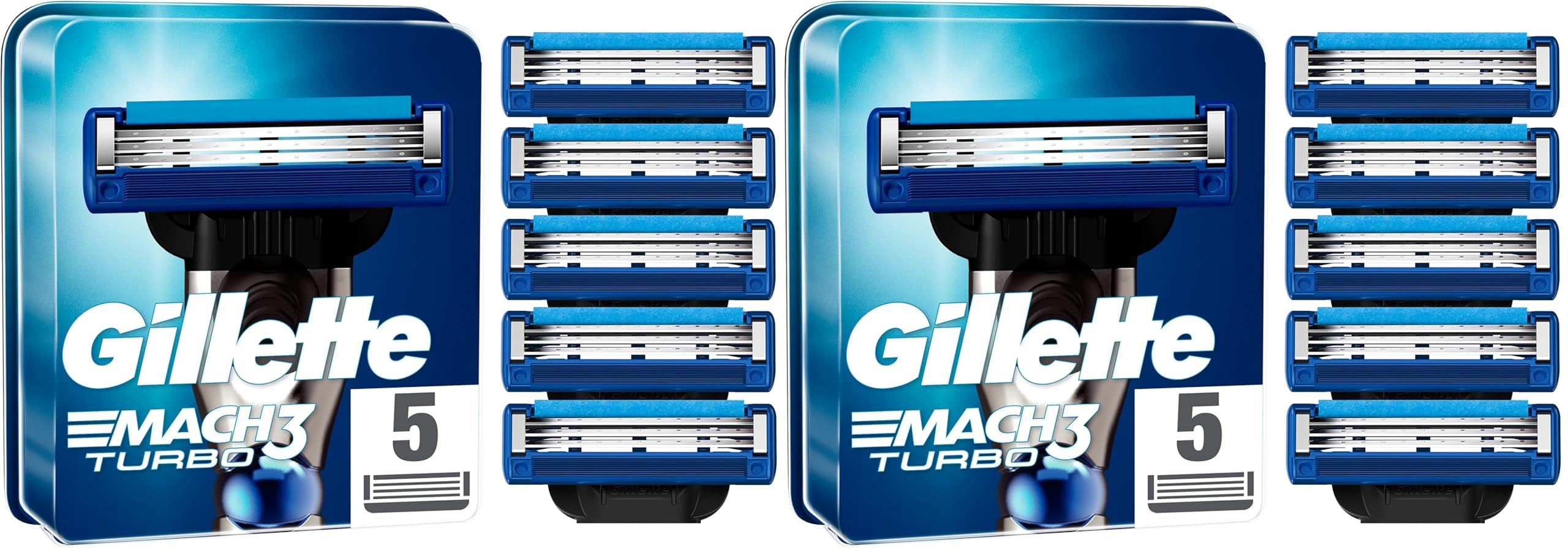 Gillette Mach3 Turbo Lamette di Ricambio per Rasoio da Uomo, Rasoi a 3 Lame (Confezione da 2)