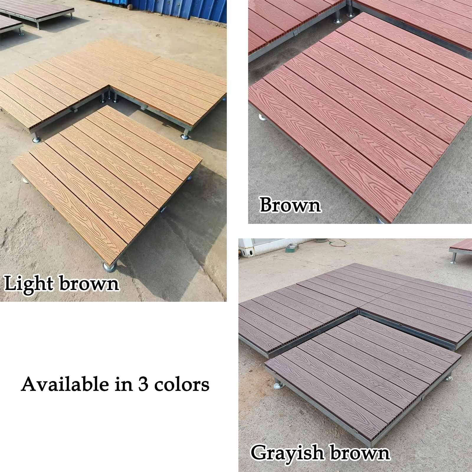 Piattaforma Composita Modulare Esterni, Piastrelle For Terrazza Ad Incastro | Piastrelle Da Terrazzo Rialzate In WPC 84×84cm, Con Piedini Regolabili, Impermeabile Antiscivolo(Grayish brown)