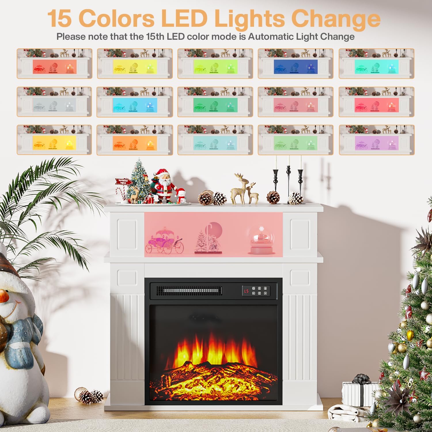 28" Electric Fireplace with Mantel, Small LED Fireplace Mantel with 18" Fireplace Insert, 3D Realistic Flame, Portable Freestanding Fireplace with a Shelf for Living Room, Remote Control, White