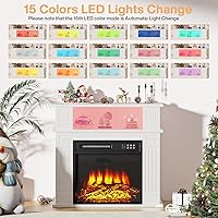 Vista 4 de 28" Electric Fireplace with Mantel, Small LED Fireplace Mantel with 18" Fireplace Insert, 3D Realistic Flame, Portable Freestanding Fireplace with a