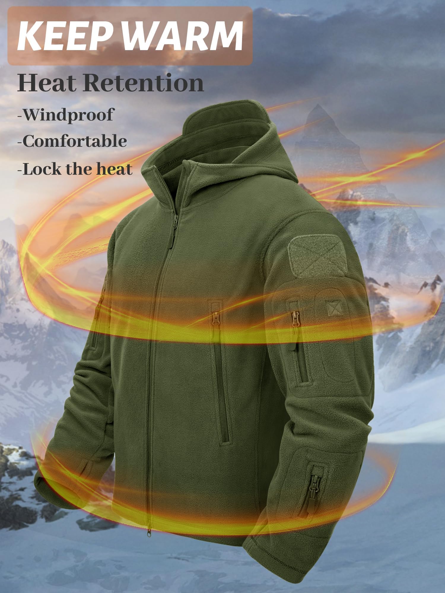 TACVASEN Chaqueta Militar Caliente para Hombre a Prueba de Viento Fleece Jacket