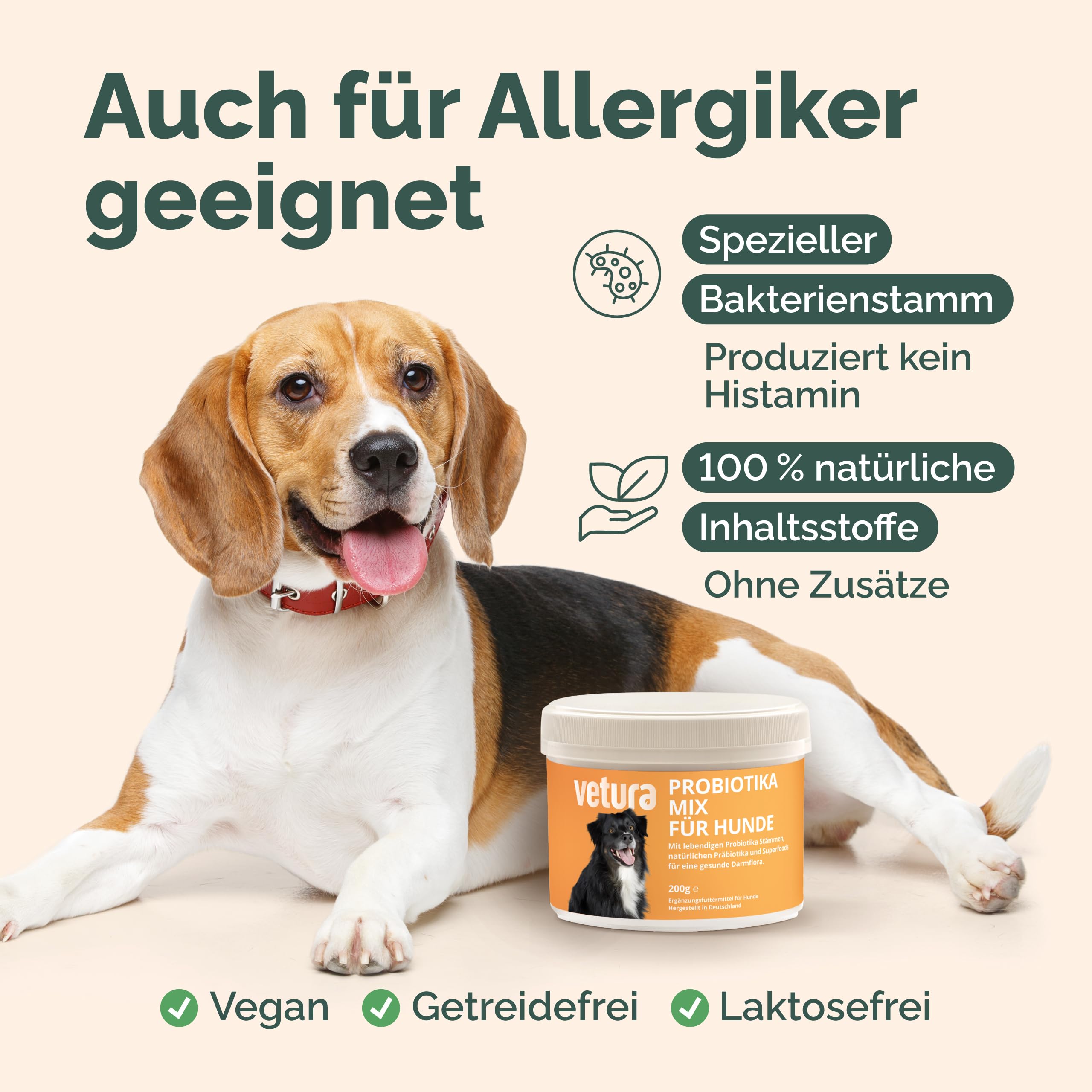 Probiotika-Mix für Hunde - 200 g - Natürliches Probiotika-Pulver - Präbiotika & Probiotika - Zur Unterstützung Einer gesunden Darmflora - Ohne künstliche Zusatzstoffe - Made in Germany