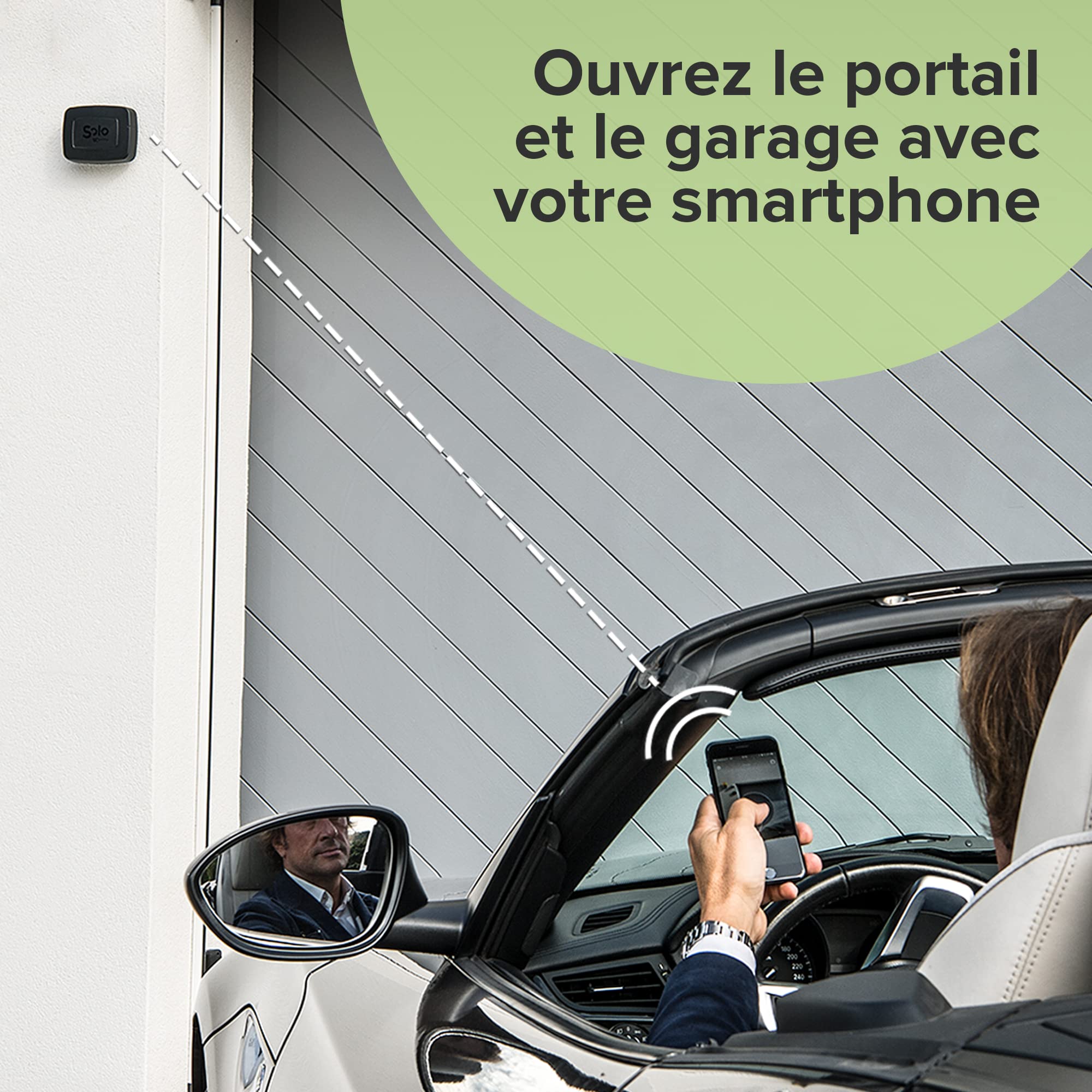 1Control Solo + Link Ouvre-Portail Connecté avec Ouverture à Distance – Ouvrez Portail et Garage avec Smartphone/App, Alexa, Google Home – Compatible 750+ Télécommandes Rolling Code – Wi-FI Bluetooth