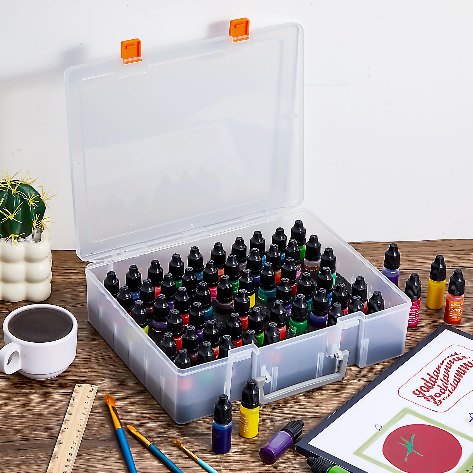 Patelai Paquete de 2 estuches de almacenamiento de tinta de alcohol y organizador de transporte de pintura, se adapta a 120 botellas de pintura en miniatura de 0.5 onzas con bases de espuma para