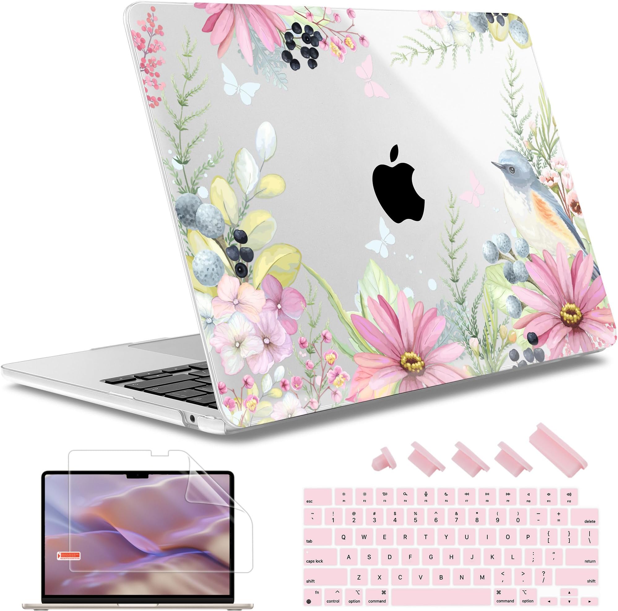 May ChenCompatible with MacBook Air 13.6 Inch Case 2024 2023 2022 Release Model A3113 M3 A2681 M2 Chip, Plastic Hard Shell Case for MacBook Air 13.6" with Liquid Retina Display, Retro Butterflies