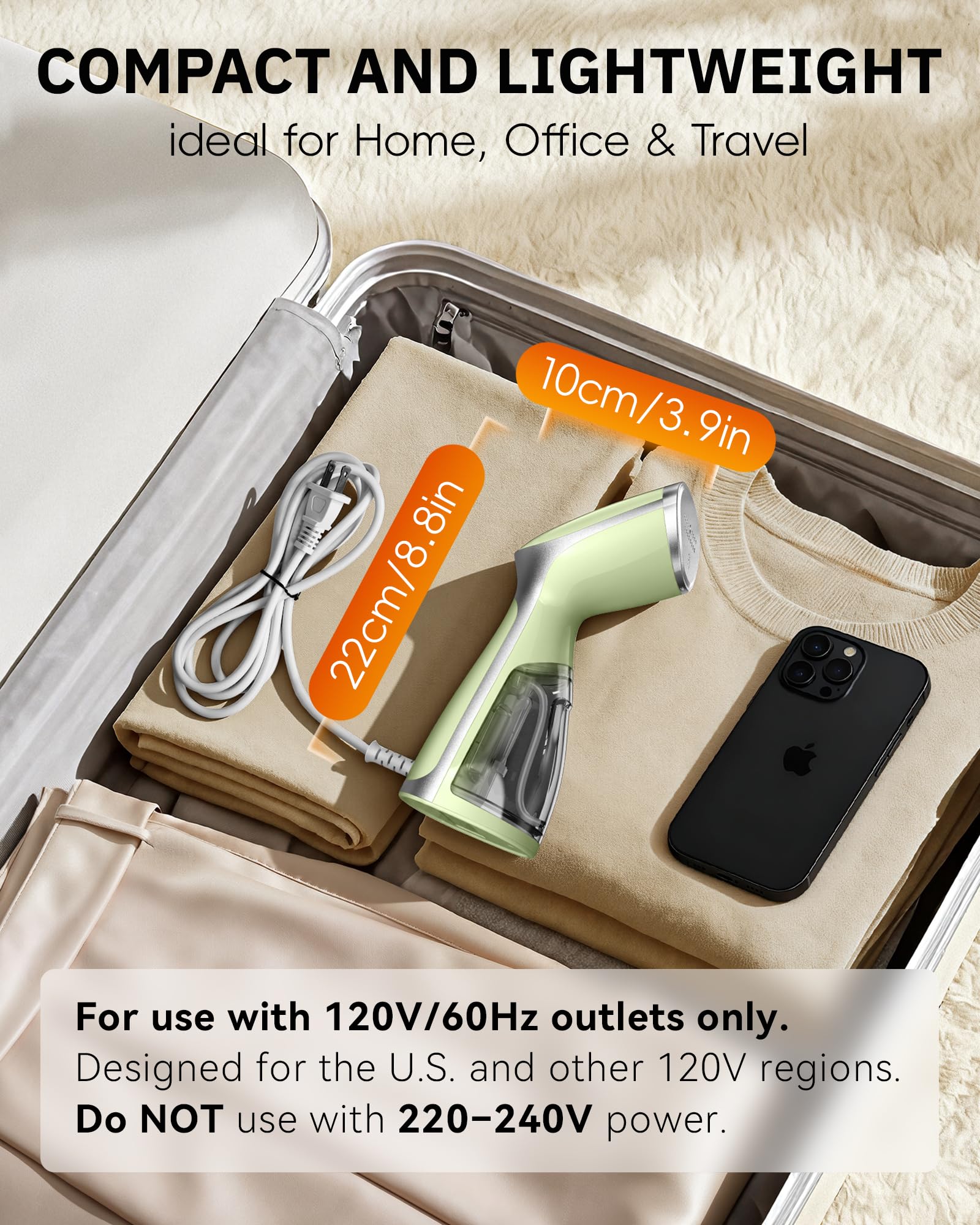 OGHom Portable Travel Handheld Steamer for Clothes, Garment Wrinkle Remover view 5