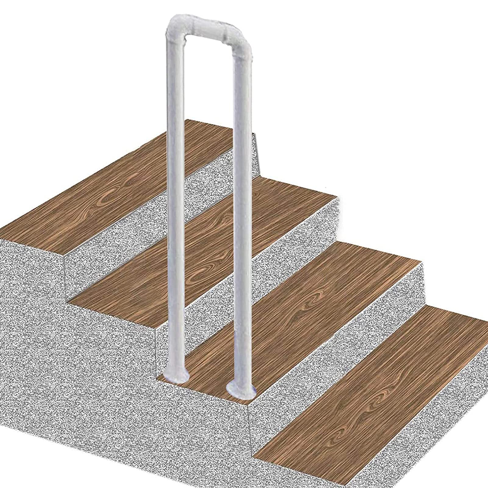 Gyeqxkt White Ushaped Wrought Iron Grab Rail For Outdoor Steps & Indoor Stairs Antislip Safety Handrail For Porch Deck & Home Usedurable Support For Elderly & Disabled