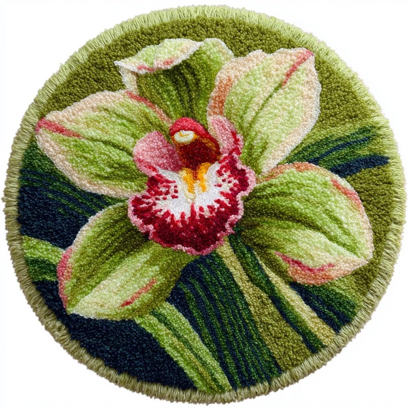 Kitquiver Rug Making Kit for Adults Green Orchid 80x80cm