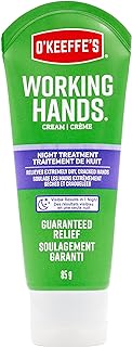 O'Keeffe's Working Hands Night Treatment Hand Cream, Restorative Lotion Works While You Sleep, Deep Conditioning Oils, 3oz/85g Tube, White (Pack of 1), K4200502