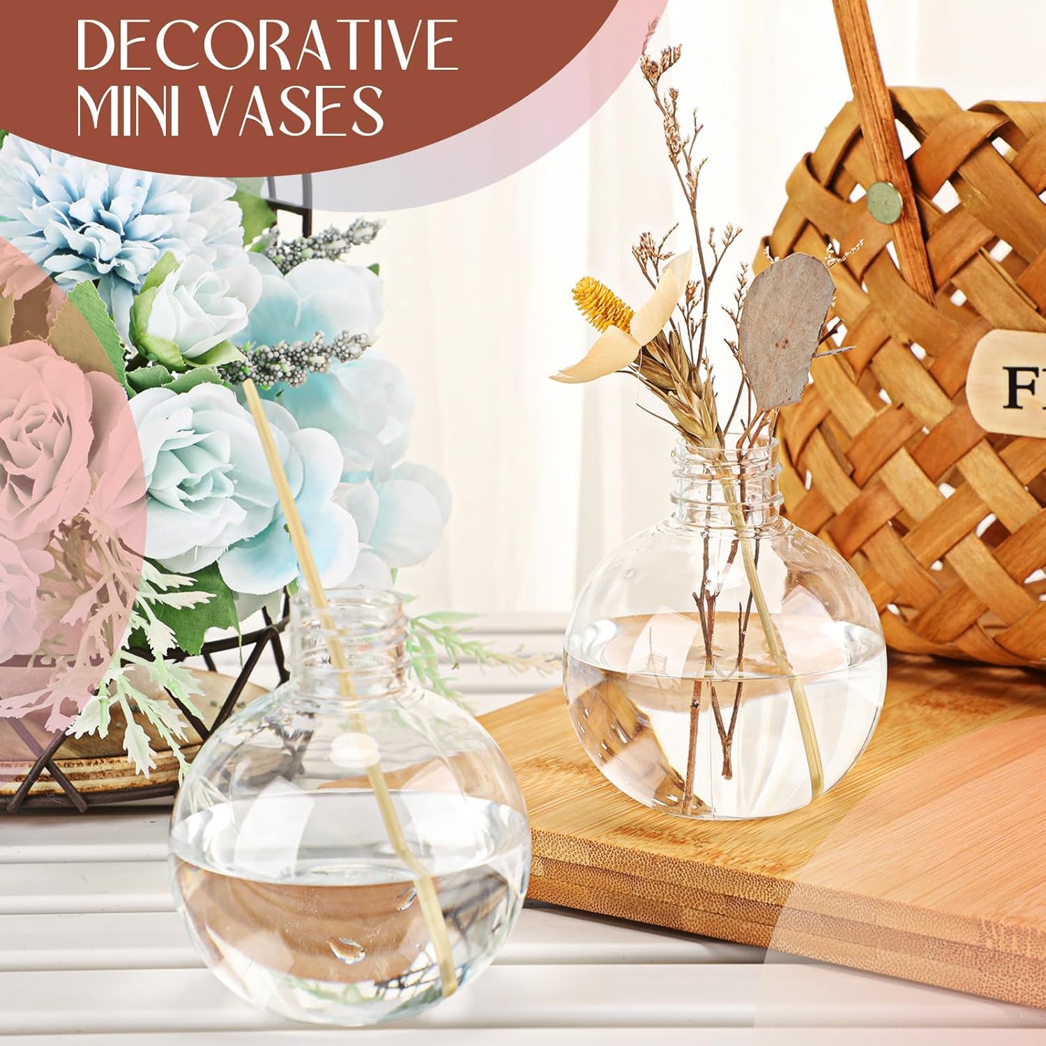Jinei 30 Packs 8 oz Spherical Plastic Potion Bottles Ball Shape Sand Bottles Clear Plastic Cocktail Ornament Balls with Funnels for DIY Wedding Party Gift Crafts Decoration(Lid,Gold)