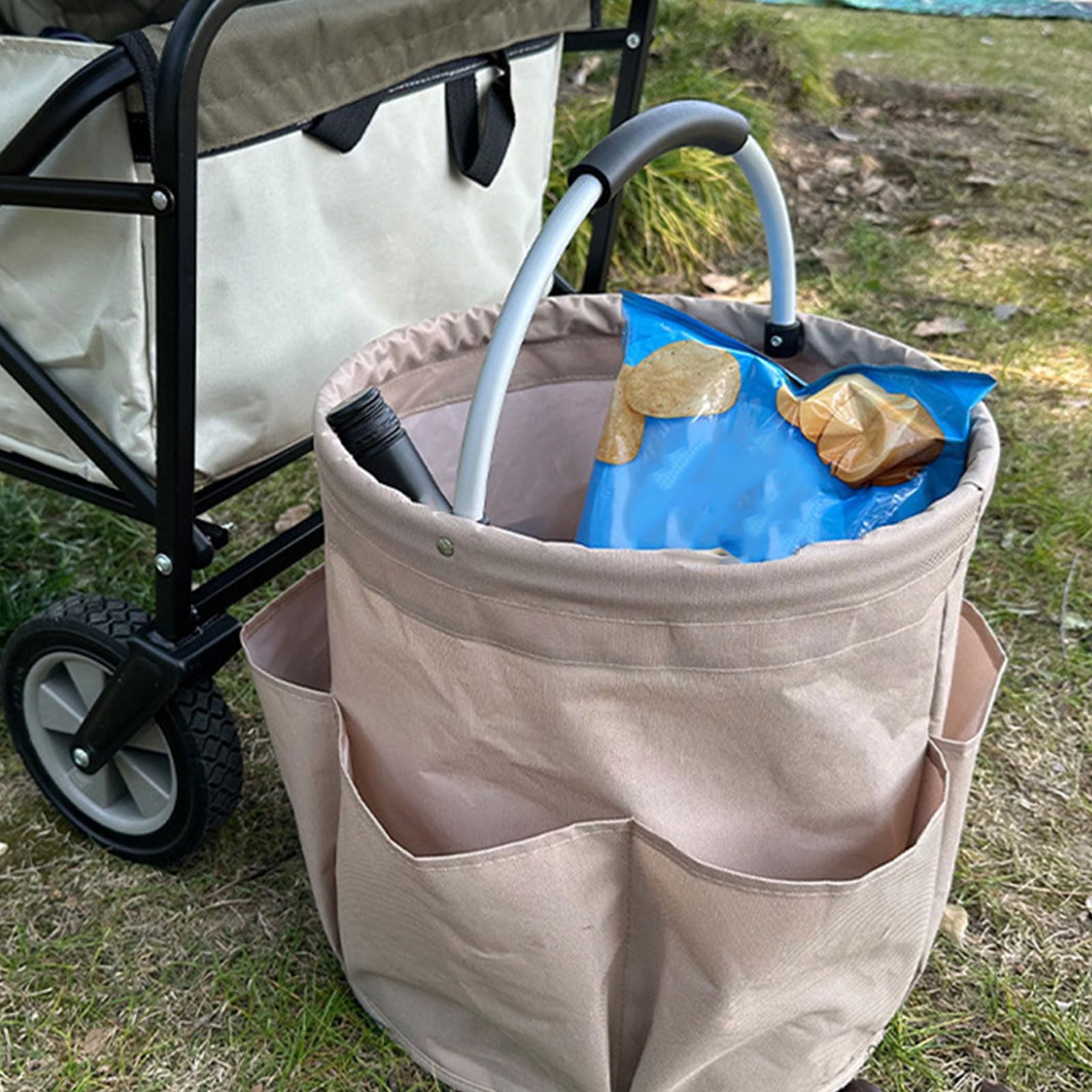 Panier de pique-nique pliable avec poche extérieure et poignée en EVA - Panier de rangement de grande capacité