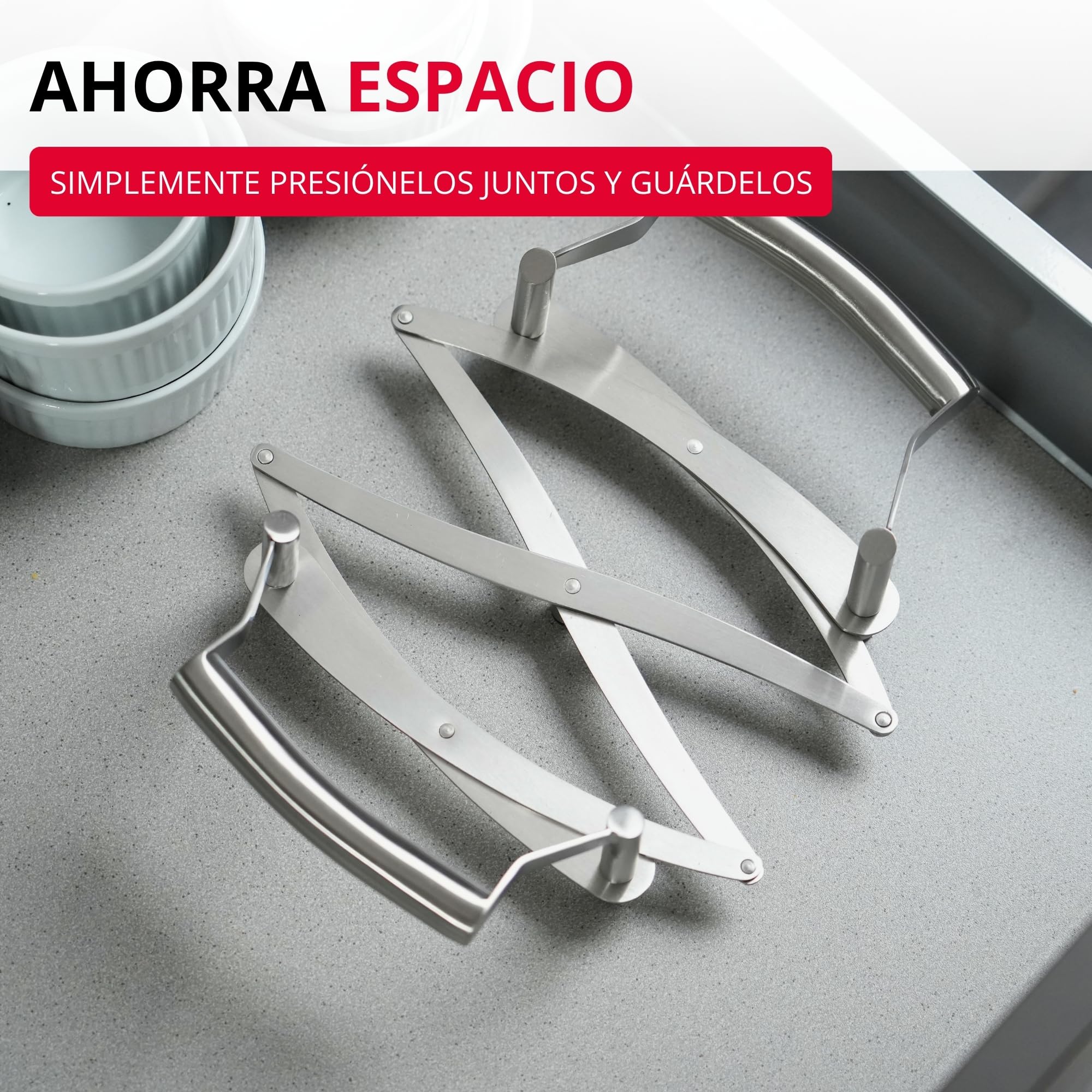 Westmark Salvamanteles extensible, Longitud: 18 a 42 cm, Acero inoxidable, Flexi, Color: plateado, 16412260