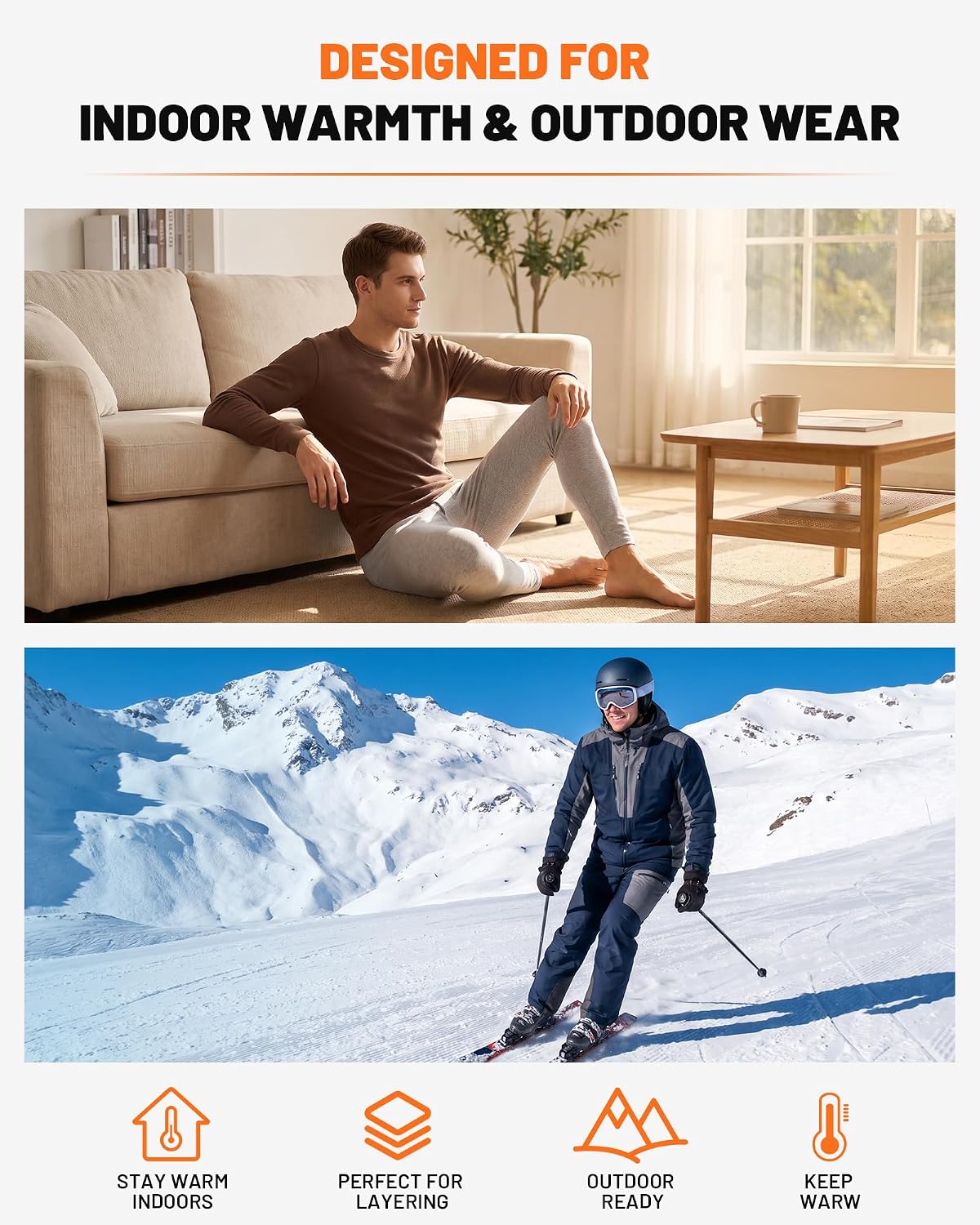 Blueleaf Thermal Long Johns for Men Winter Underwear Pants with Fly