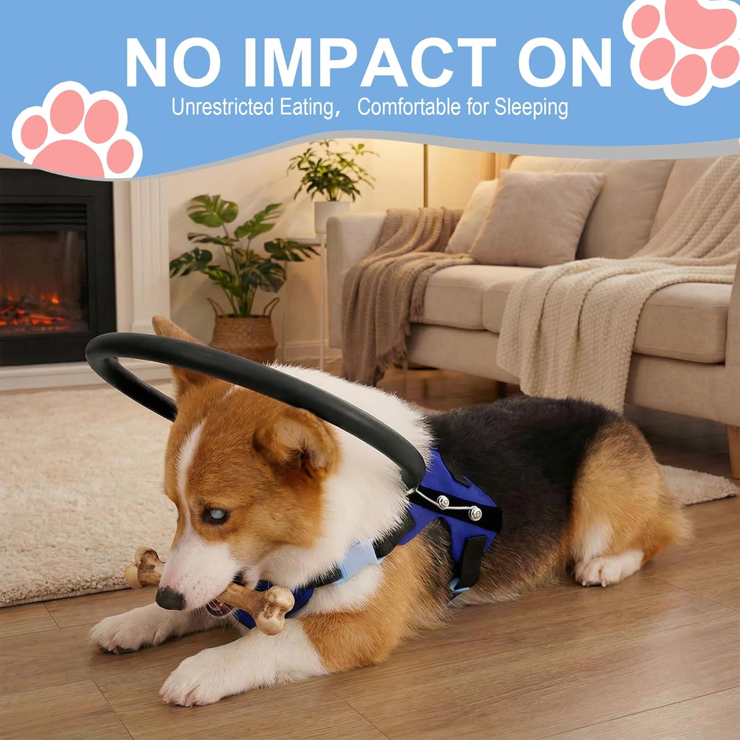 Adjustable Blind Dog Halo Harness, Protective Collar & Guiding Device, Safe and Confident Navigation Guiding Aid for Visually Impaired Pets(12.5"-17.5")