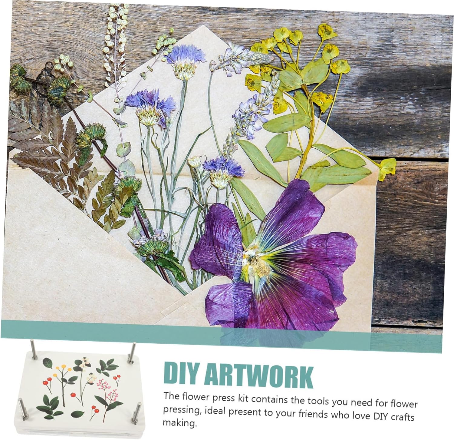 jojofuny DIY Flower Press Kit for Plant Specimens Wooden Flower Pressing Tools Set for Adults Boys and Girls Includes Leaf Press and Instructions for Crafting Scrapbooking