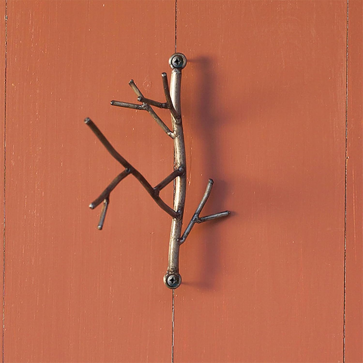 BestNest Ancient Graffiti Twigs Wall Hanger Set, Decorative Metal Twig Hooks, Set of 3 Branch Style Wall Hooks with 1, 2 & 3 Hanging Points, Gray Finish for Indoor or Outdoor