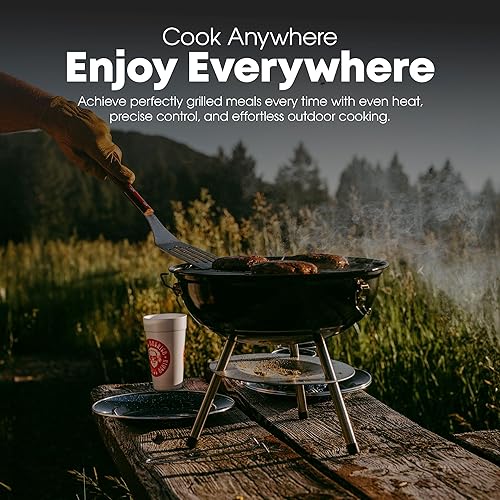 Miniatura 6 de GasOne CG-14T - Parrilla portátil de 14 pulgadas con tapa de bloqueo de 3 puntos para preservación del calor, sistema de ventilación doble, parrilla