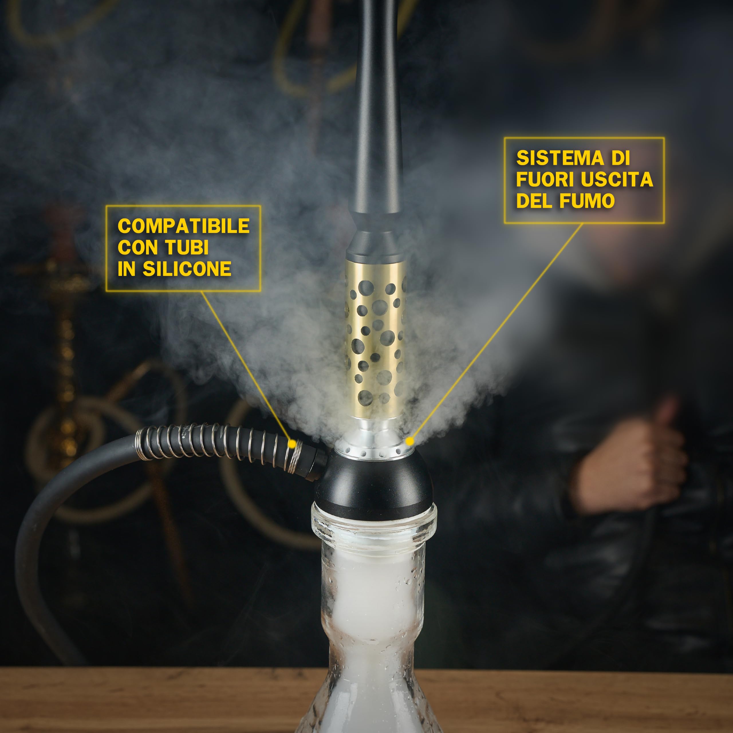 Dark Shisha Cachimba Nova 60 cm con Hornillo Eléctrico 1000W | Cachimba de Aluminio Negro con Cazoleta de Barro, Chimenea Metálica, Manguera de Silicona y Accesorios Completos