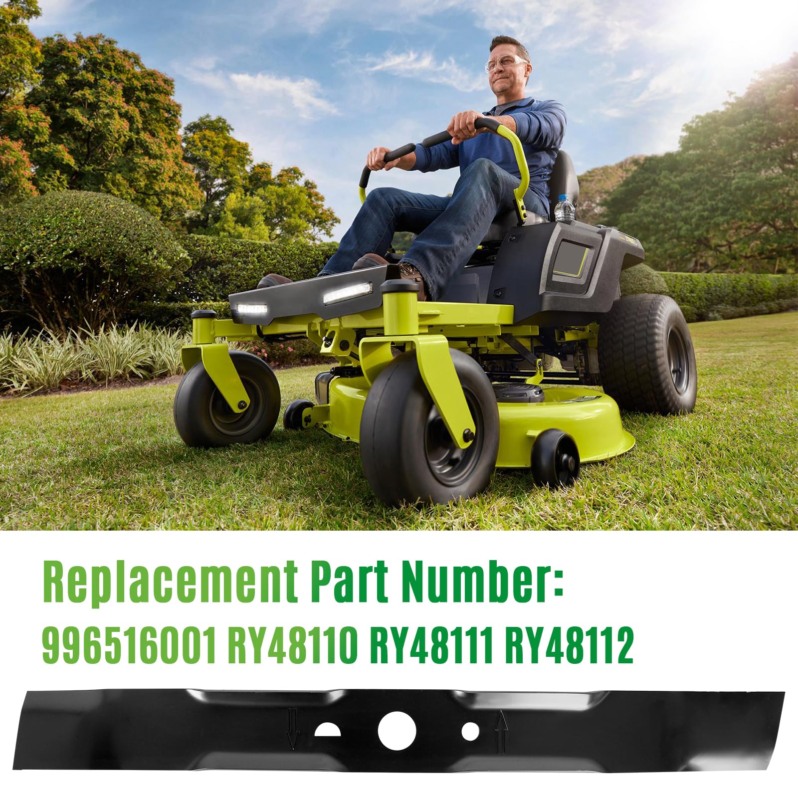 Earthtec 996516001 - Cuchillas de repuesto para cortacésped Ryobi RY48110 RY48111 RY48112 RY48112, repuesto de 2 piezas