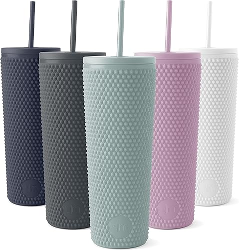 Miniatura 9 de Simple Modern Vaso de plástico mate con tapa y pajilla, reutilizable, sin BPA, vaso de batido de doble pared para café helado, regalos para mujeres,