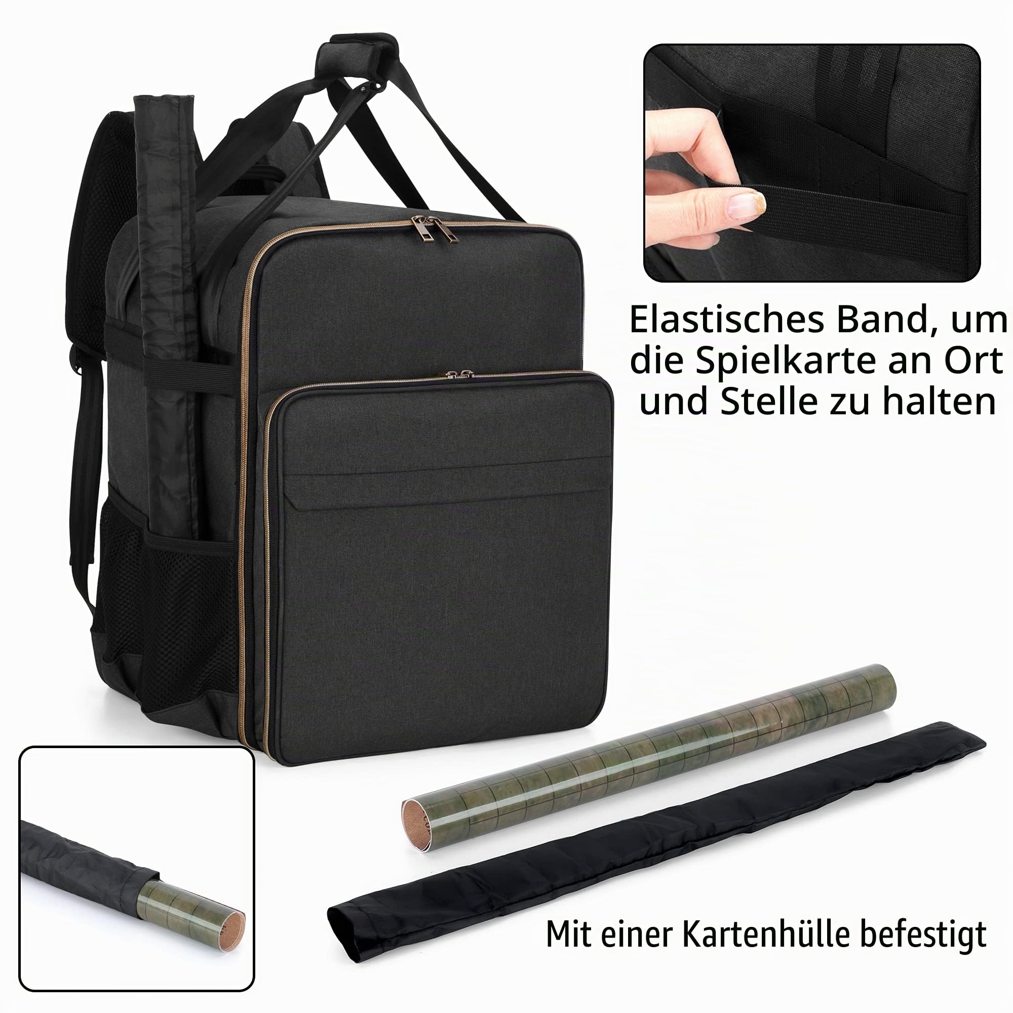 Trunab DND Rucksack für die Meisten Brettspiele, Kartenspiele, mit Großen Zubehörtaschen, Kartenhülle