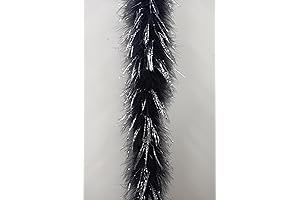 BLACK Feather Boa 2 Yards 22 Grams with SILVER LUREX