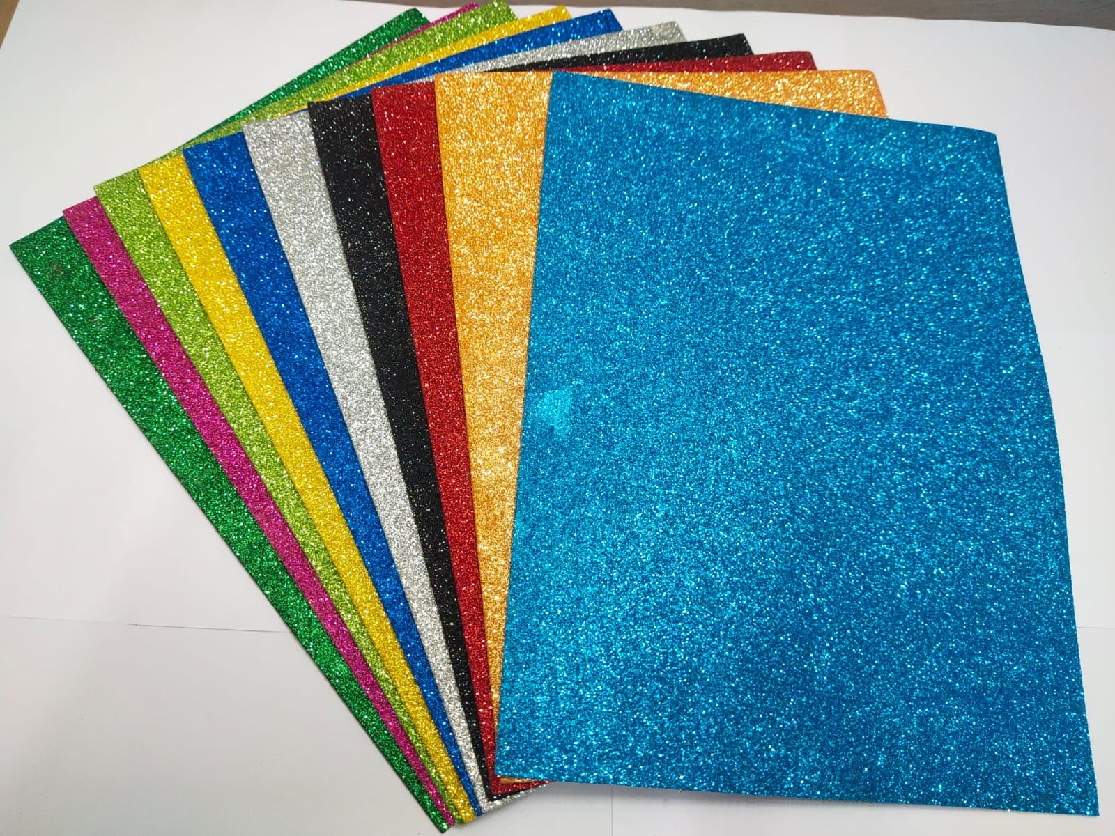 A4 Size Glitter Sheets for Arts and Crafts, Scrapbooking Paper DIY Work Decoration, School Project, Gift Wrapping - Pack of 10 Multi Color Sheets-image-28