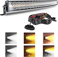 Vista 1 de Barra de luz LED curva de 52 pulgadas y 300 W, luz estroboscópica blanca/ámbar con seis modos, luces de conducción antiniebla, combo de penetración