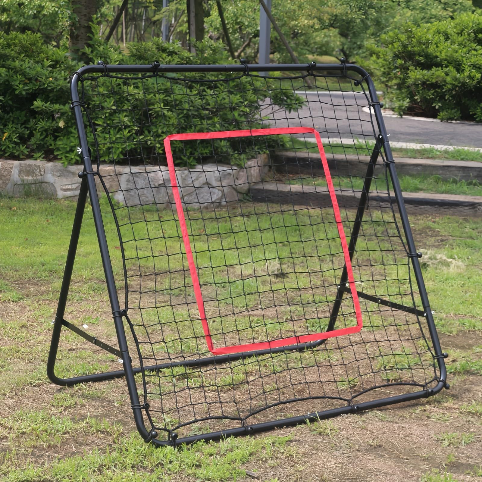 Rete quadrata di rimbalzo da calcio, per allenamento da solista, materiale durevole per tutte le età (nero)