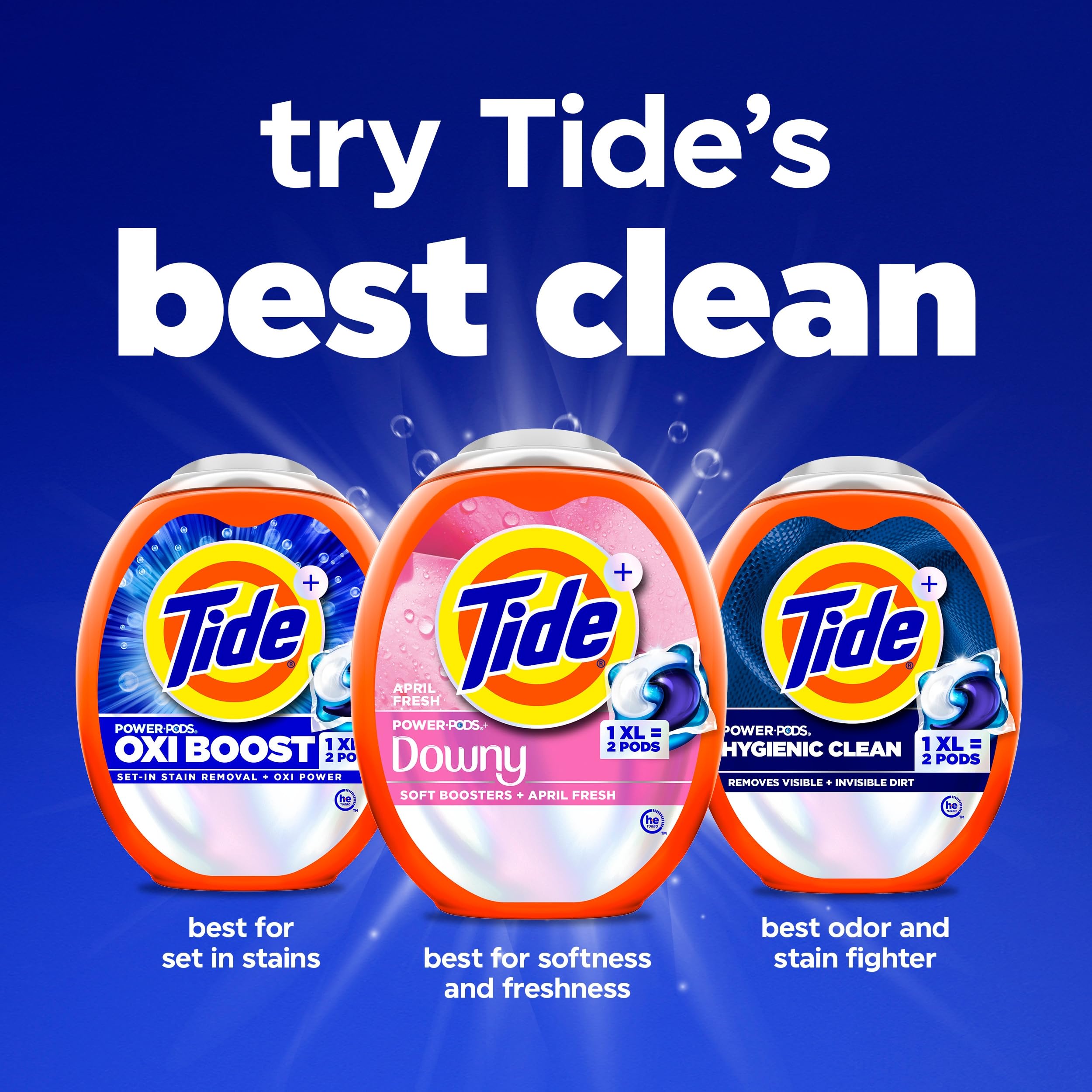 Tide Power PODs 2-in-1 Waschmittel-Kapseln mit daunenen, weichen Boostern, dauerhafte Frische mit April-Frische-Duft, 45 Stück
