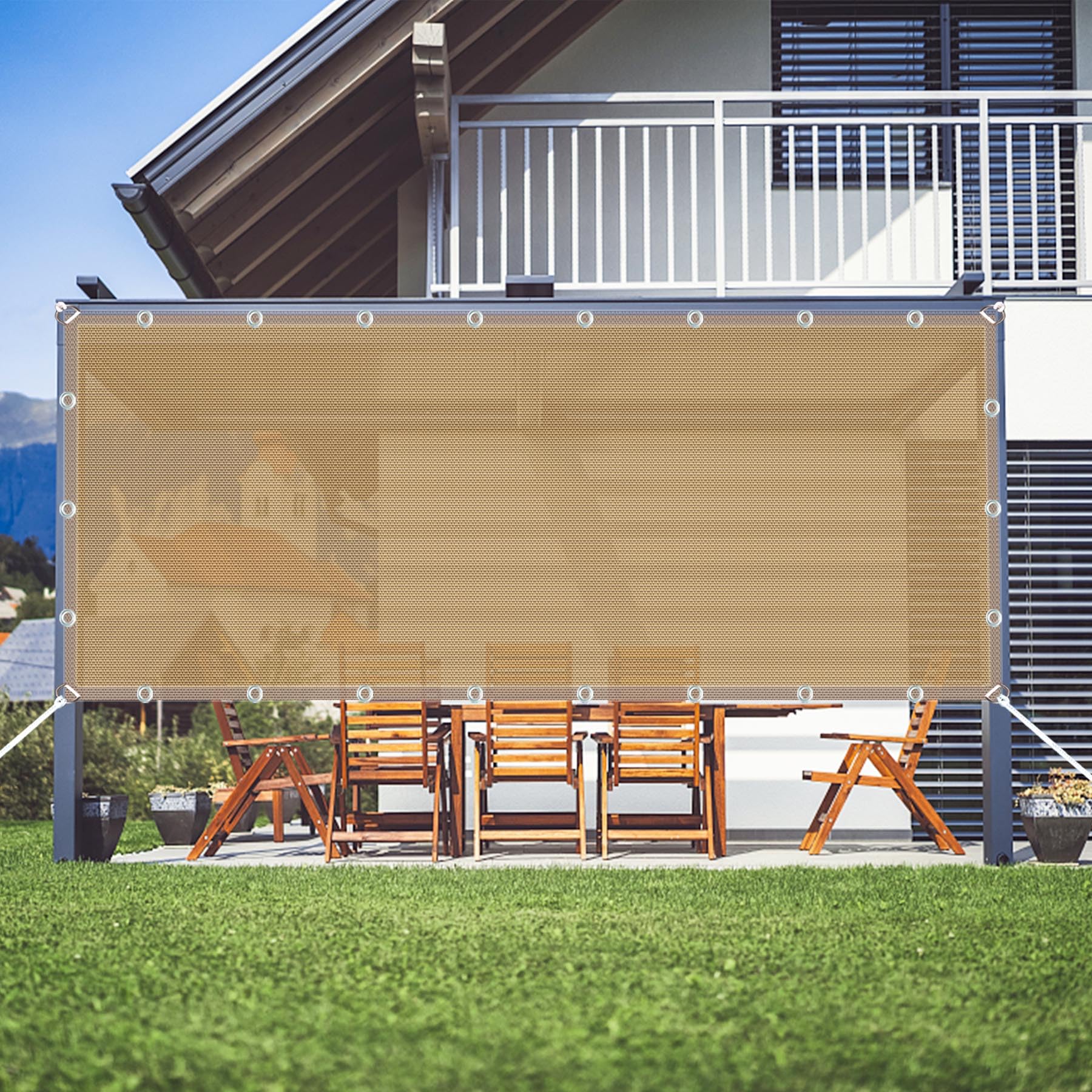Vela ombreggiante con Occhielli 200x300cm Telo Oxford impermeabile 160g/㎡） Tenda a Vela Rettangolare tenda da sole verticale per esterno -Verde Scuro.