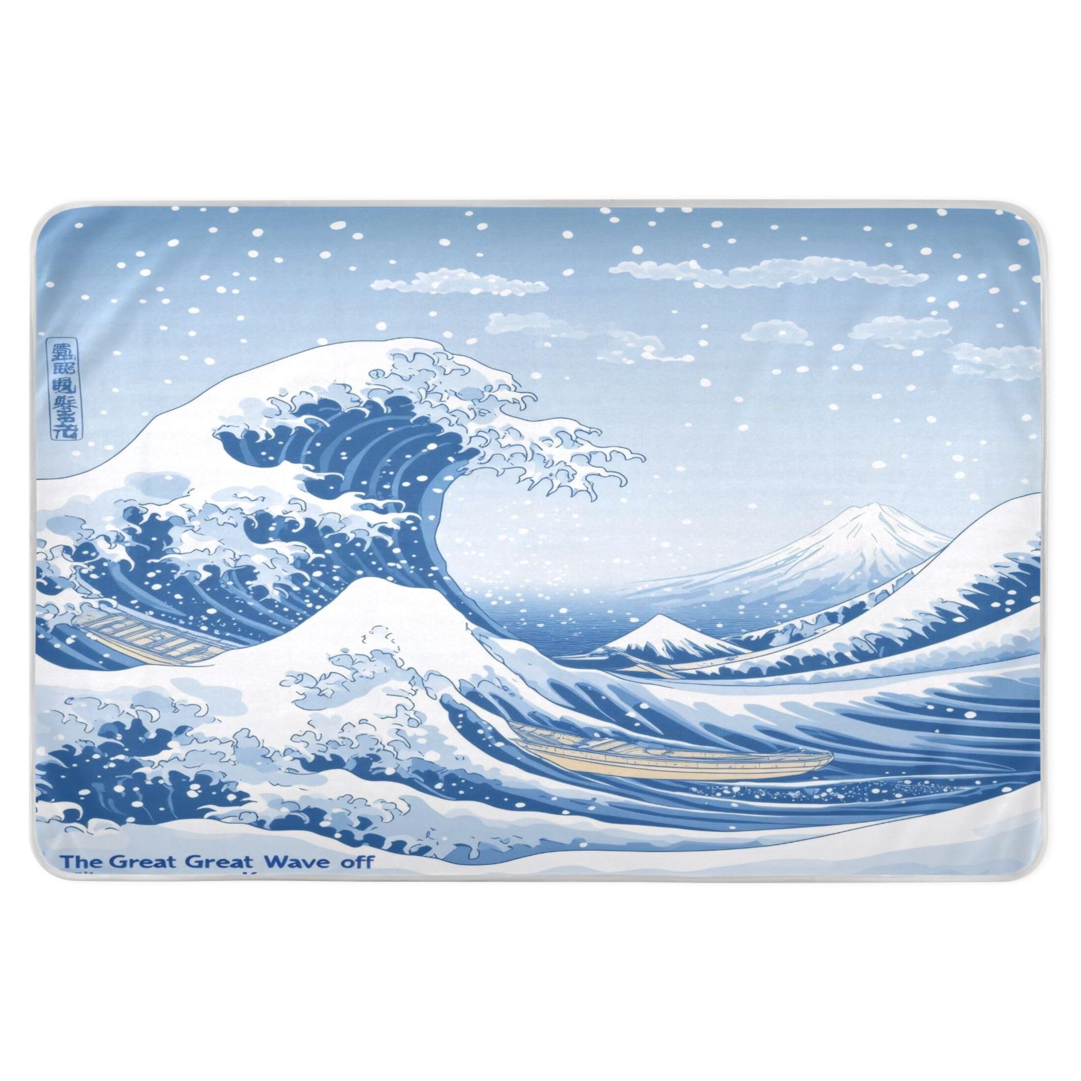 Takiito Japanese Wave Bed Pad Reusable Bed Underpad Washable Waterproof Leak-Proof Quick Dry Incontinence Pee Pad for Toddlers Kids Adults Pets 34x52 in