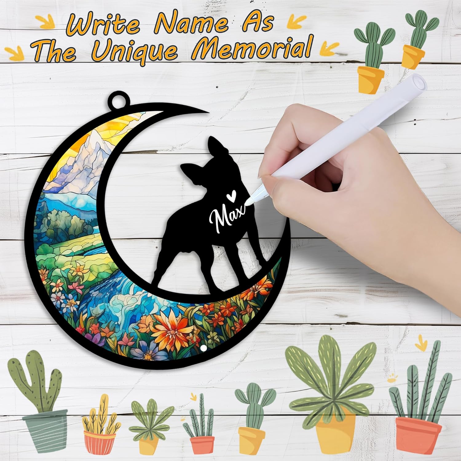 Boston Terrier Memorial Suncatcher, Personalized Pet Memorial Sun Catcher with Name Date, Dog Remembrance Gifts, Pet Loss Sympathy Rainbow Maker Heart Crystal Suncatcher for Window Garden - Image 3