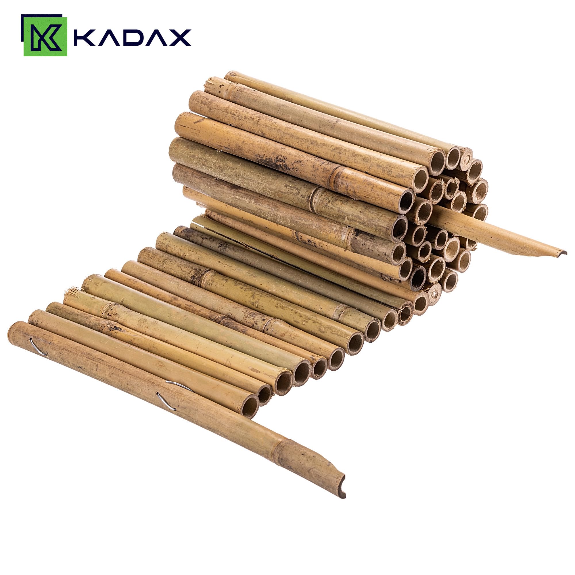 KADAX Krawędź trawnika z bambusa, 100 x 30 cm, elastyczne obramowanie rabatki z bambusowych drążków, ogrodzenie bambusowe do ogrodu, dekoracyjne ogrodzenie ogrodowe