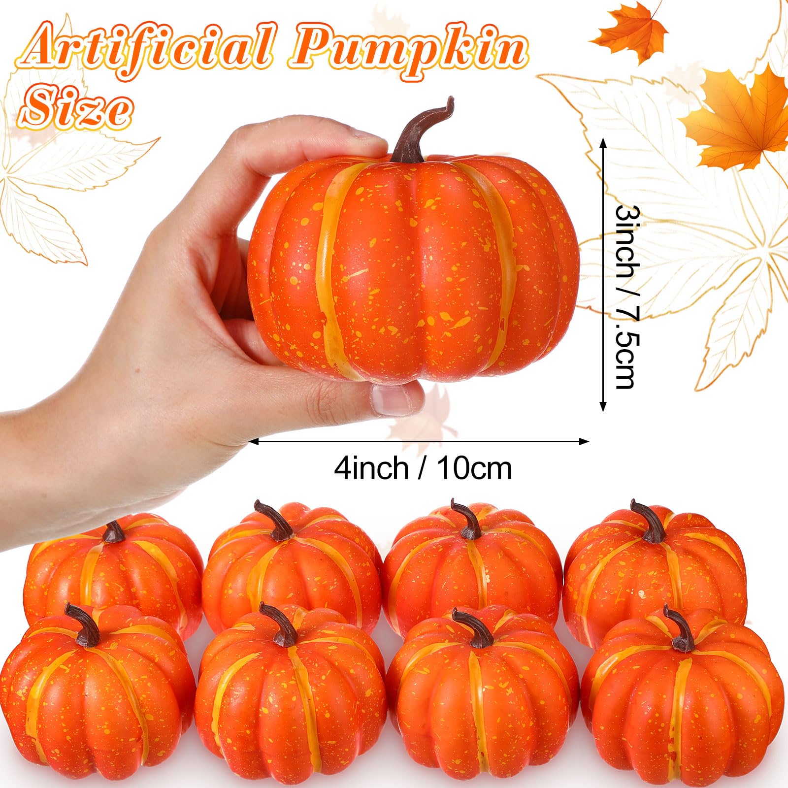 Liliful Confezione da 24 zucche artificiali arancioni raccolte autunnali da 10,2 cm, decorazioni rustiche decorative in schiuma, zucche per Halloween, Ringraziamento, matrimonio, tavolo da pranzo