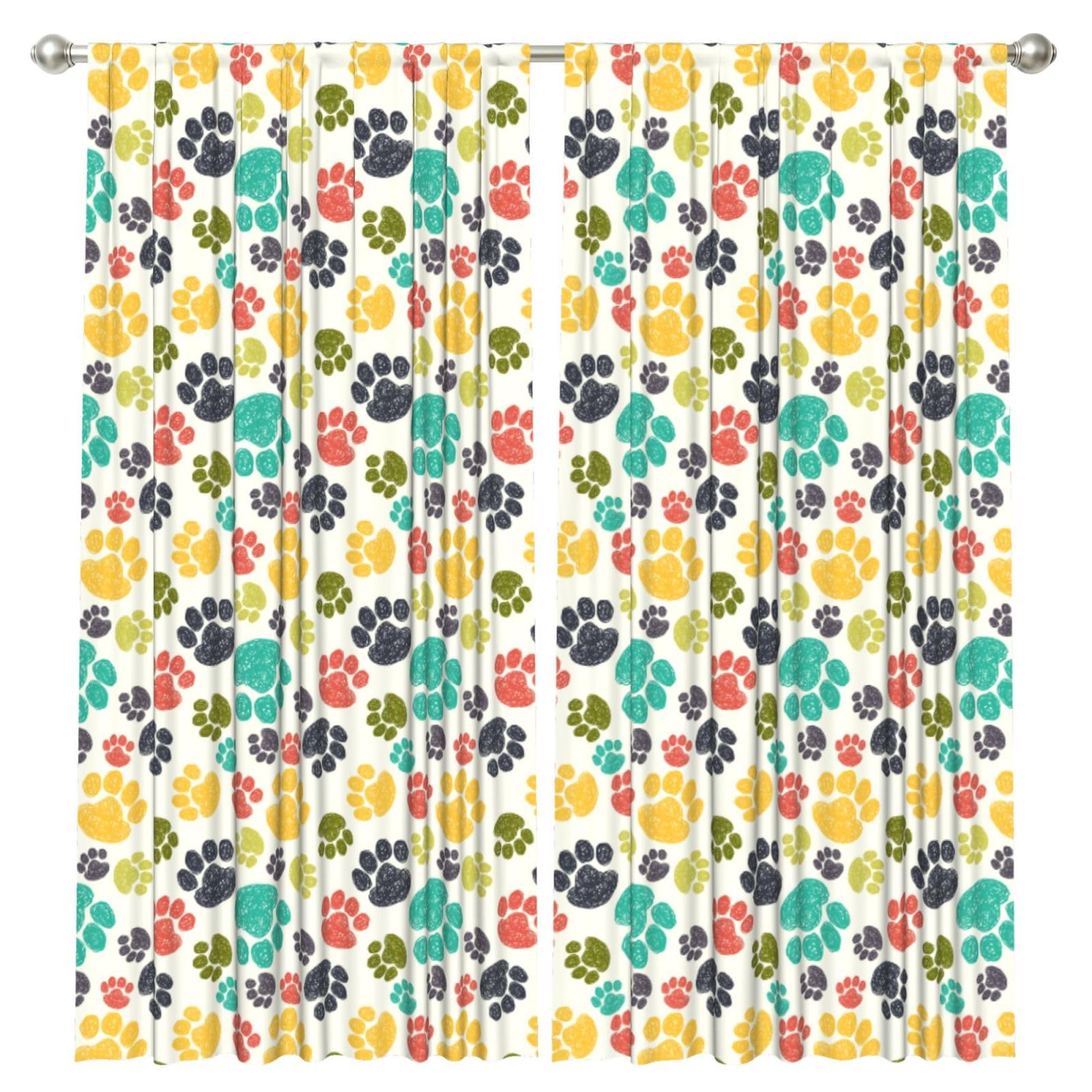 InOmak Cute Dog Paw, 2 Panels Window Curtains 52 x 84 Inch Blackout Curtains for Living Room Bedroom